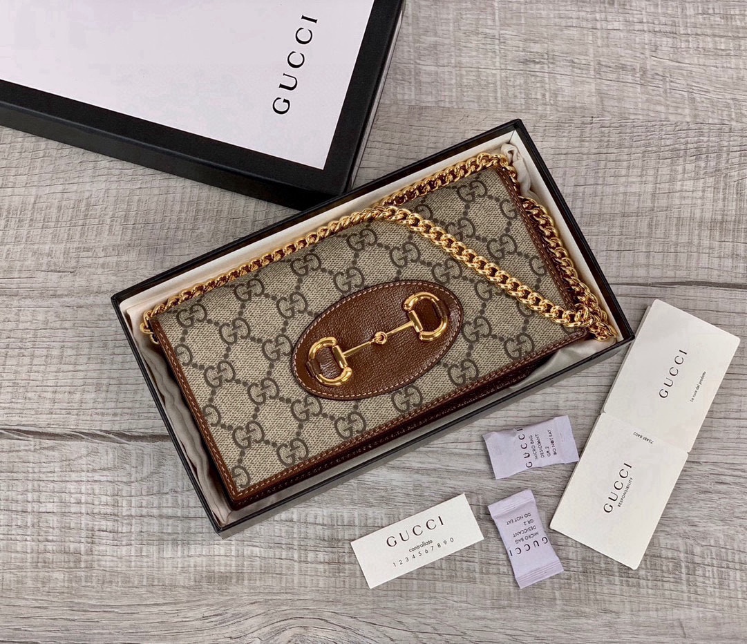 Gucci Horsebit 1955 Series Chain Wallet Brown